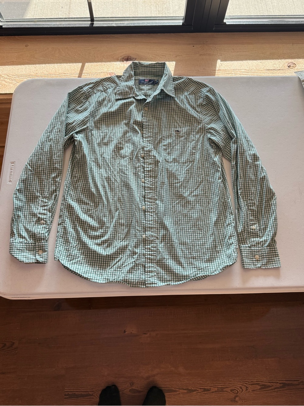 Vineyard Vines Green Gingham Long-Sleeve Button-Down Shirt